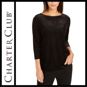 Charter Club Crushed Velvet Jewel Neck Top